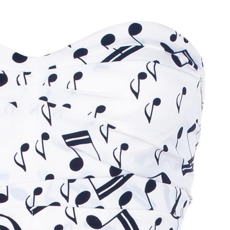 Pre Owned Dolce And Gabbana Strapless Musical Note Print Dress S