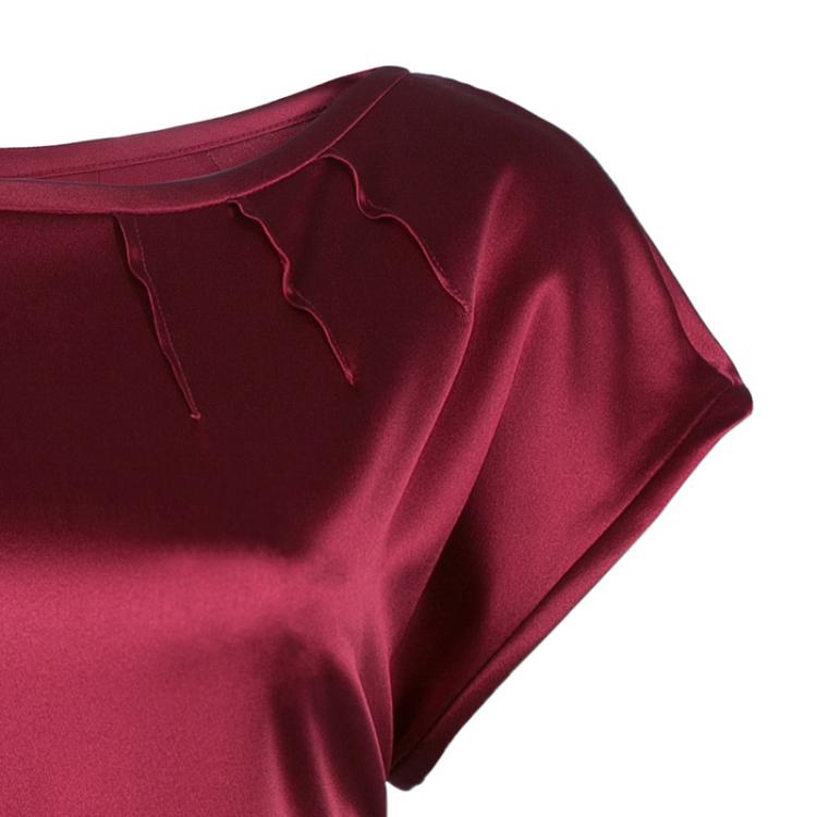 Pre Owned Dolce and Gabbana Red Satin Short Sleeve Top M