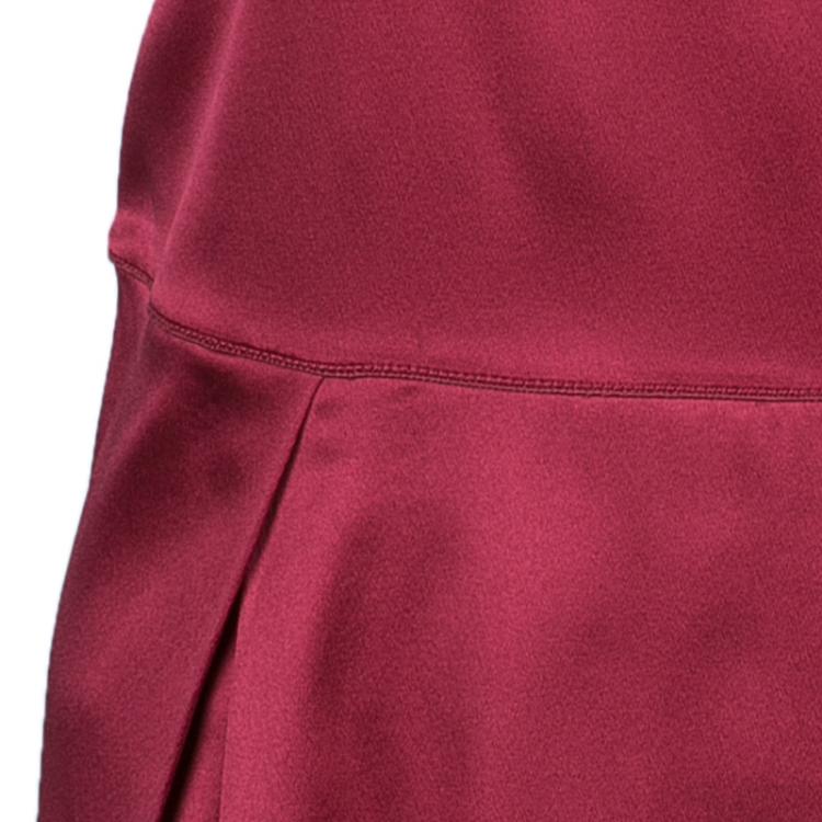 Pre Owned Dolce and Gabbana Red Satin Short Sleeve Top M