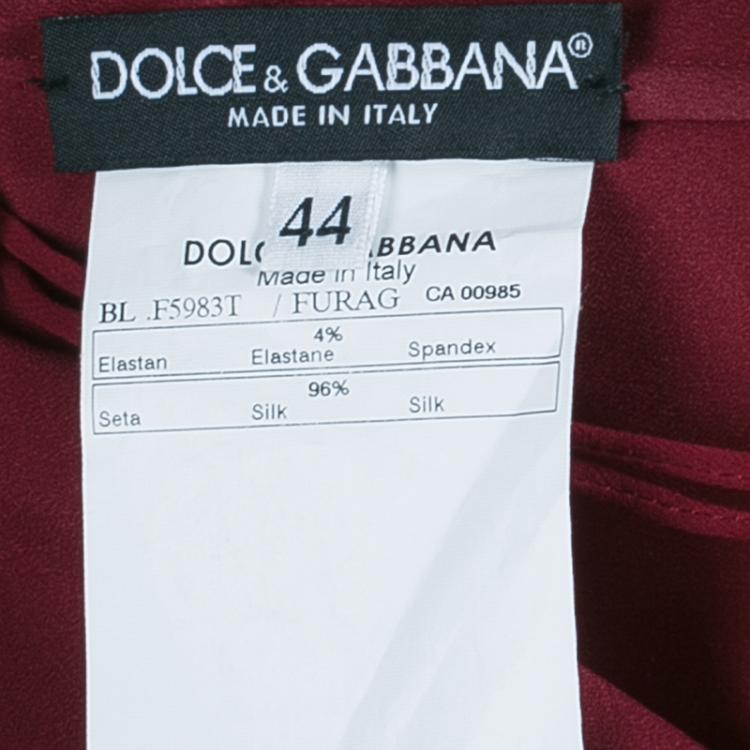 Pre Owned Dolce and Gabbana Red Satin Short Sleeve Top M