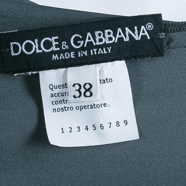 Pre Owned Dolce And Gabbana Green Silk Lace Top S