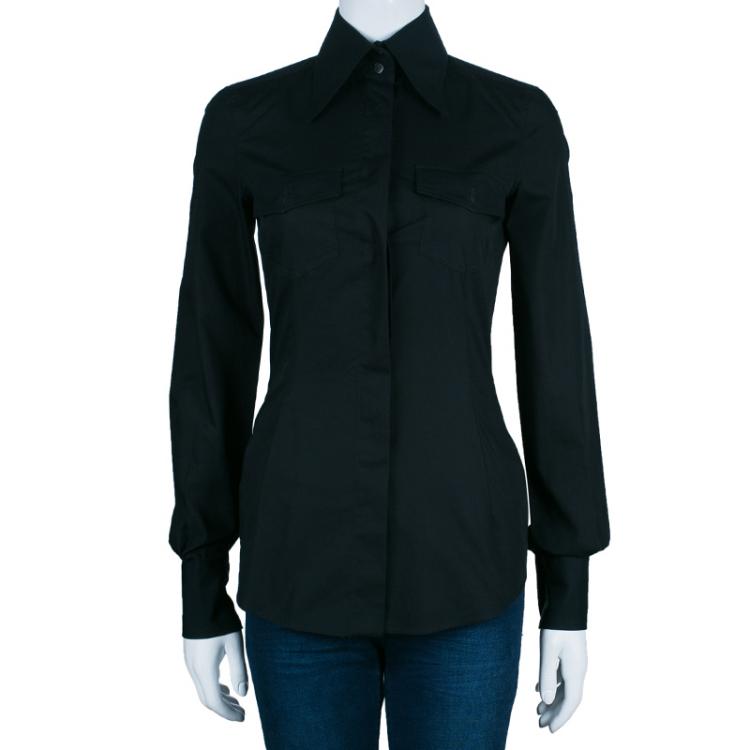 Pre Owned Dolce And Gabbana Black Cufflink Detail Shirt S