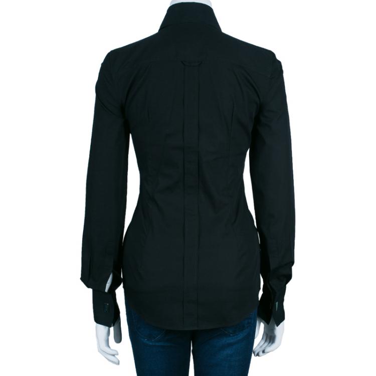 Pre Owned Dolce And Gabbana Black Cufflink Detail Shirt S