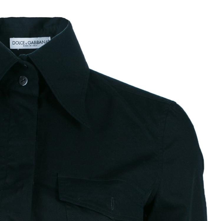 Pre Owned Dolce And Gabbana Black Cufflink Detail Shirt S