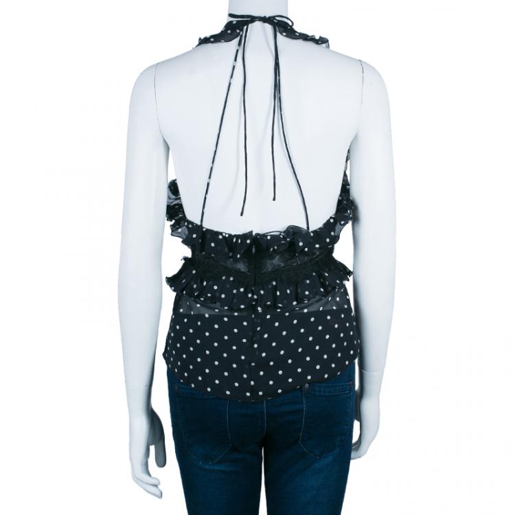 Pre Owned Dolce and Gabbana Chiffon Halter Polka-dot Top S