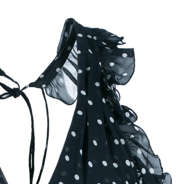 Pre Owned Dolce and Gabbana Chiffon Halter Polka-dot Top S