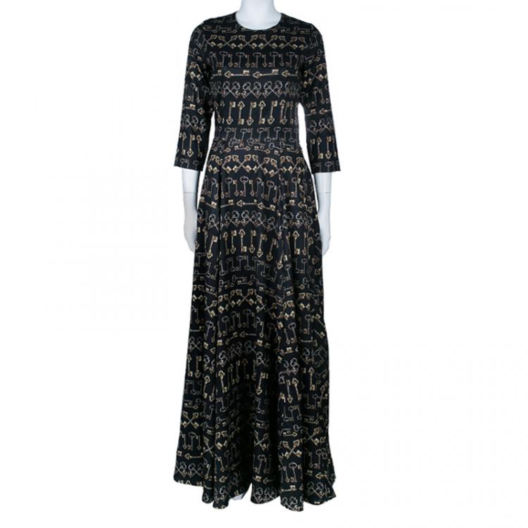 Pre Owned Dolce And Gabbana Key Print Maxi Dress S