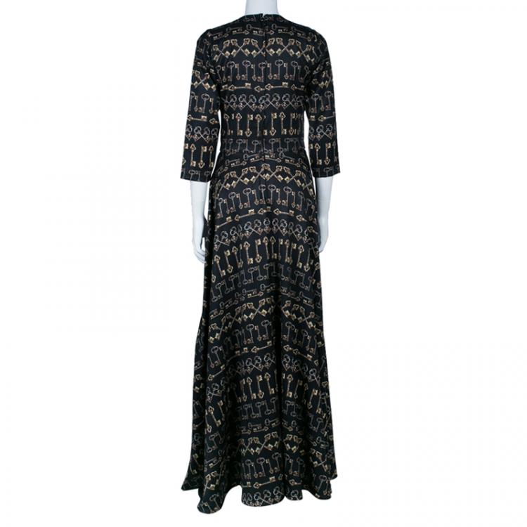 Pre Owned Dolce And Gabbana Key Print Maxi Dress S