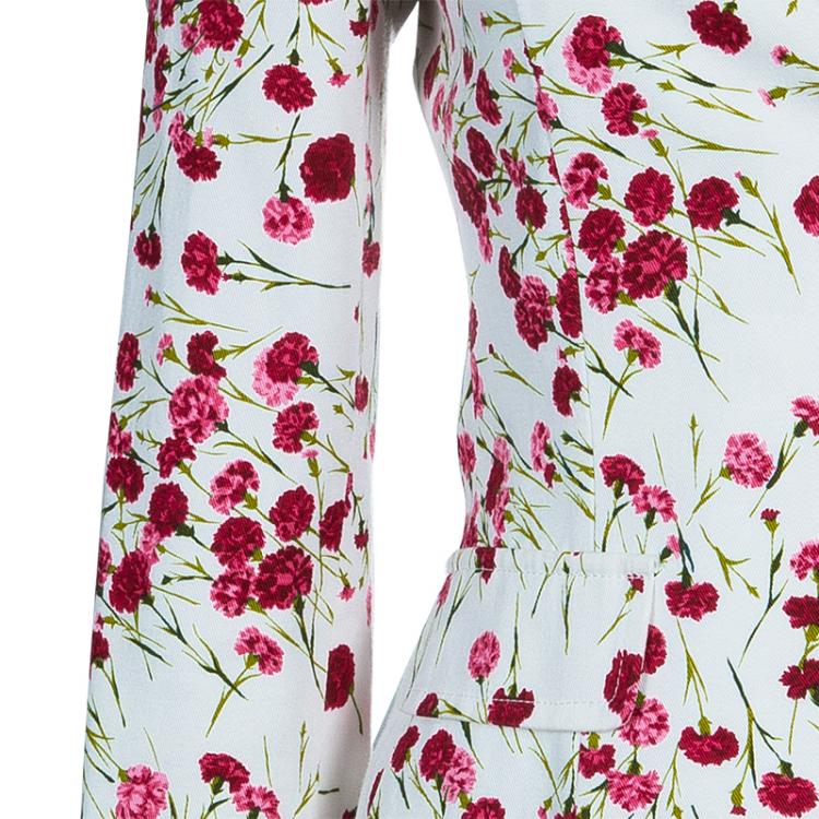 Pre Owned Dolce and Gabbana White Floral Print Blazer S
