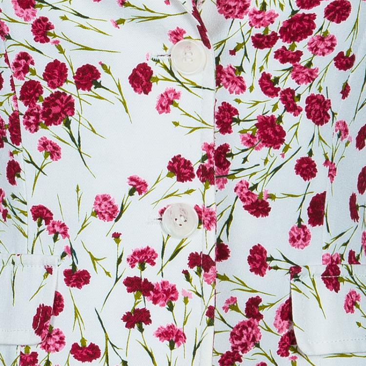 Pre Owned Dolce and Gabbana White Floral Print Blazer S