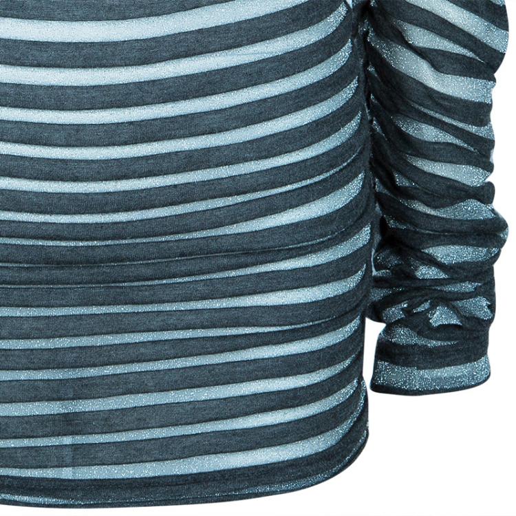 Pre Owned Dolce and Gabbana Grey and Silver Long Sleeve Top M