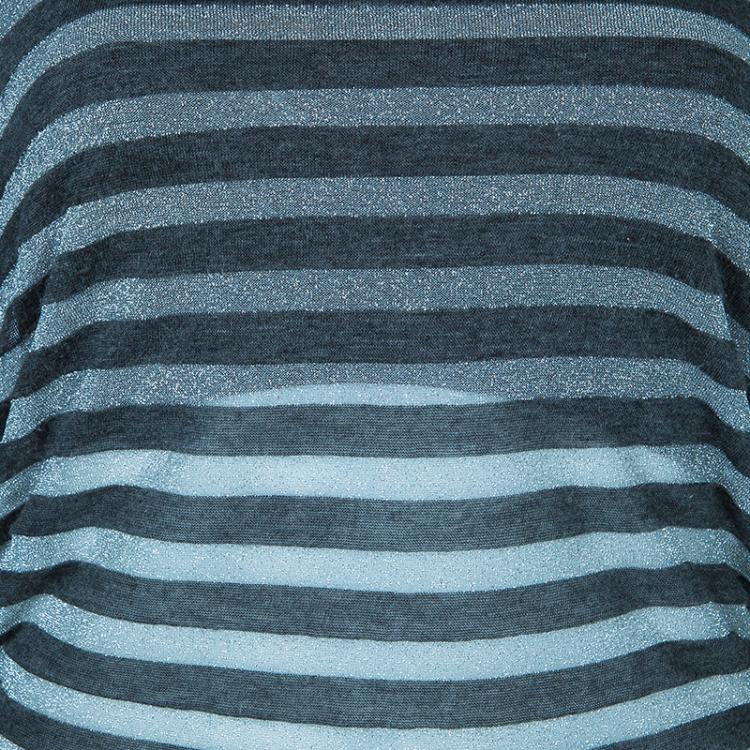 Pre Owned Dolce and Gabbana Grey and Silver Long Sleeve Top M