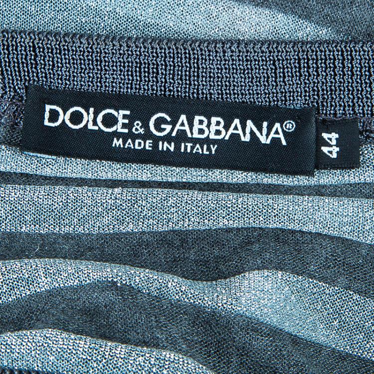Pre Owned Dolce and Gabbana Grey and Silver Long Sleeve Top M