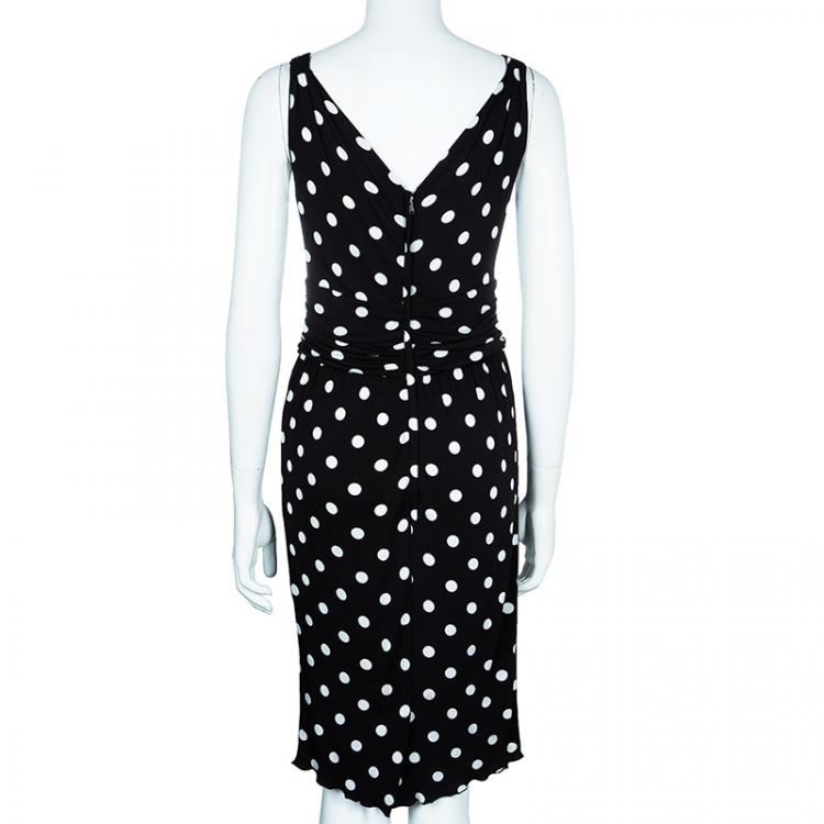 Pre Owned Dolce And Gabbana Monochrome Polka-dot Dress S