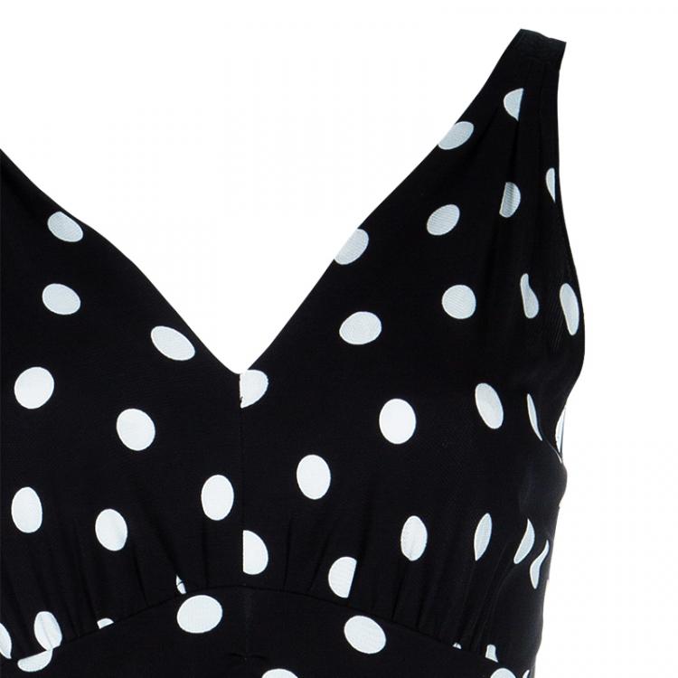 Pre Owned Dolce And Gabbana Monochrome Polka-dot Dress S