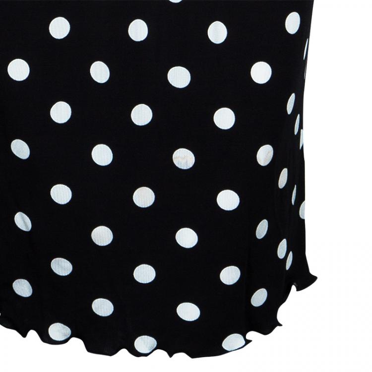 Pre Owned Dolce And Gabbana Monochrome Polka-dot Dress S