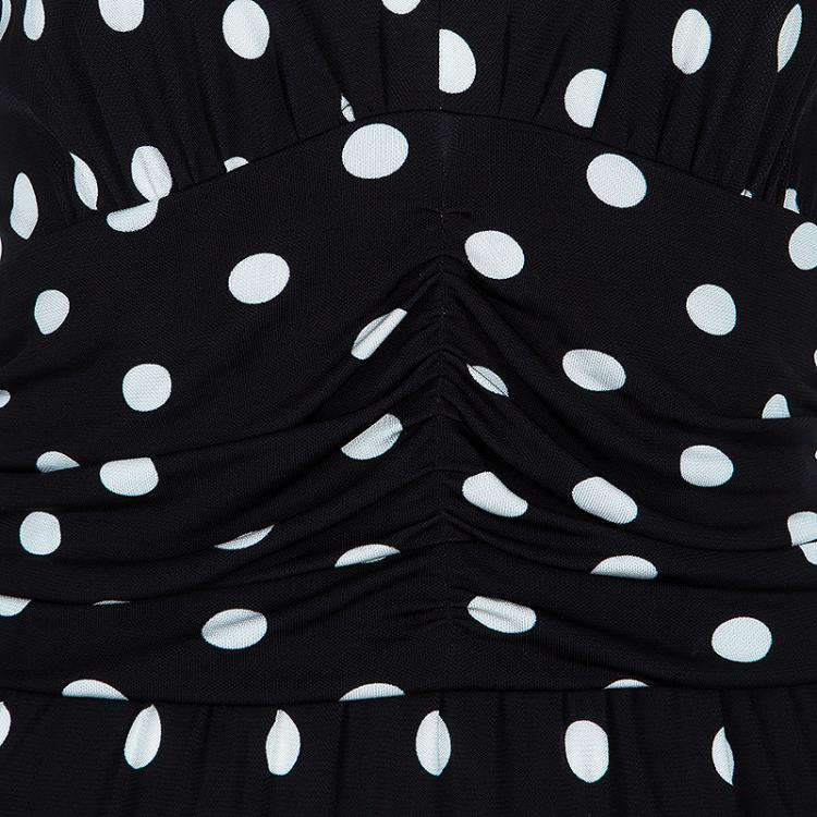 Pre Owned Dolce And Gabbana Monochrome Polka-dot Dress S