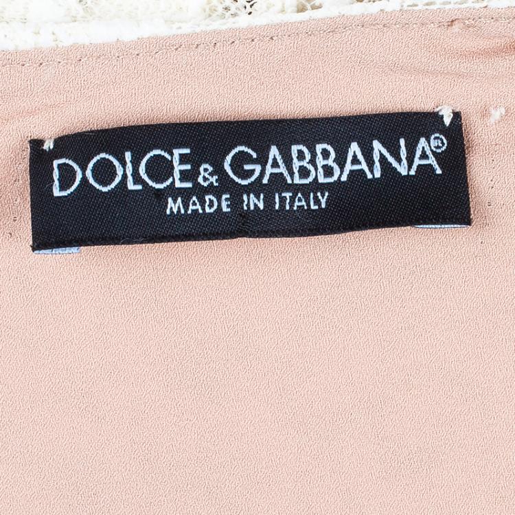 Pre Owned Dolce and Gabbana Cream Lace Peplum Top M