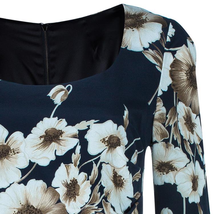 Pre Owned Dolce and Gabbana Mix Print Long Sleeve Dress M