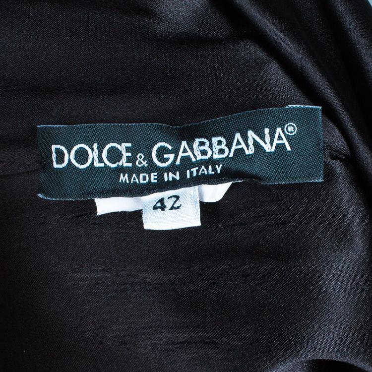 Pre Owned Dolce and Gabbana Mix Print Long Sleeve Dress M