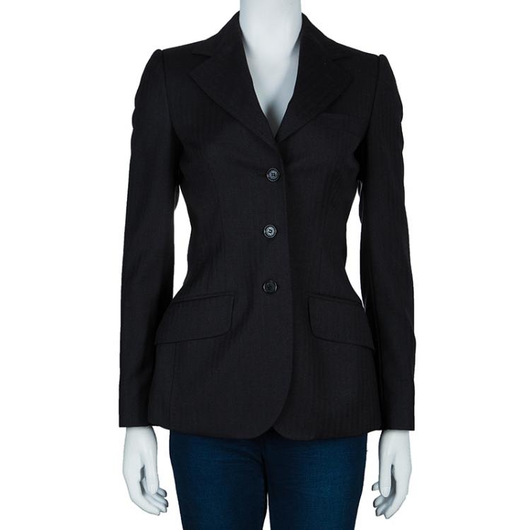 Pre Owned Dolce And Gabbana Grey Wool Jacket S