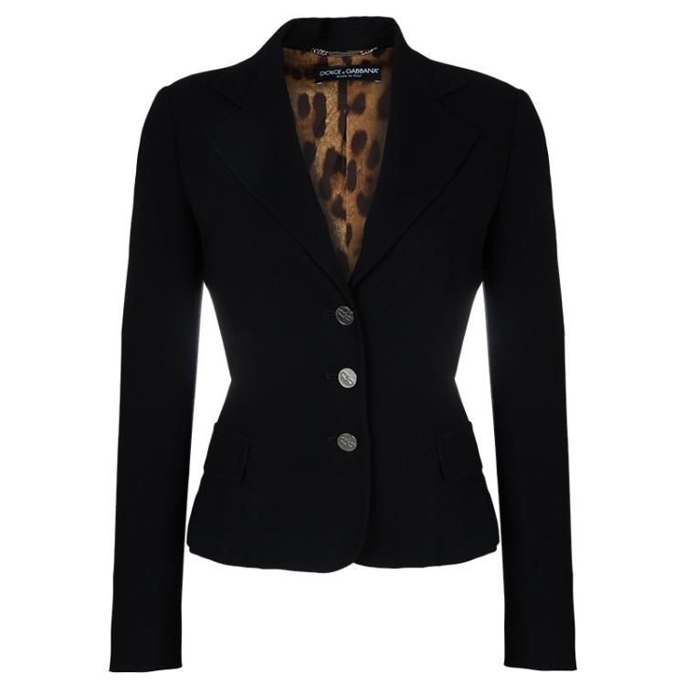 Pre Owned Dolce & Gabbana Black Contrast Lining Skirt Suit M