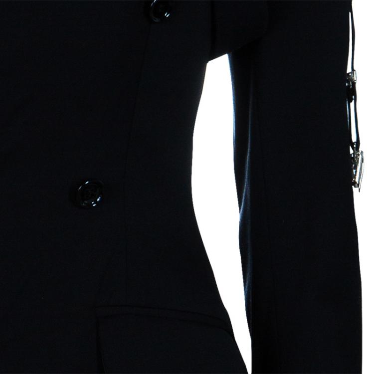Pre Owned Dolce and Gabbana Black Double Breasted Long Coat M