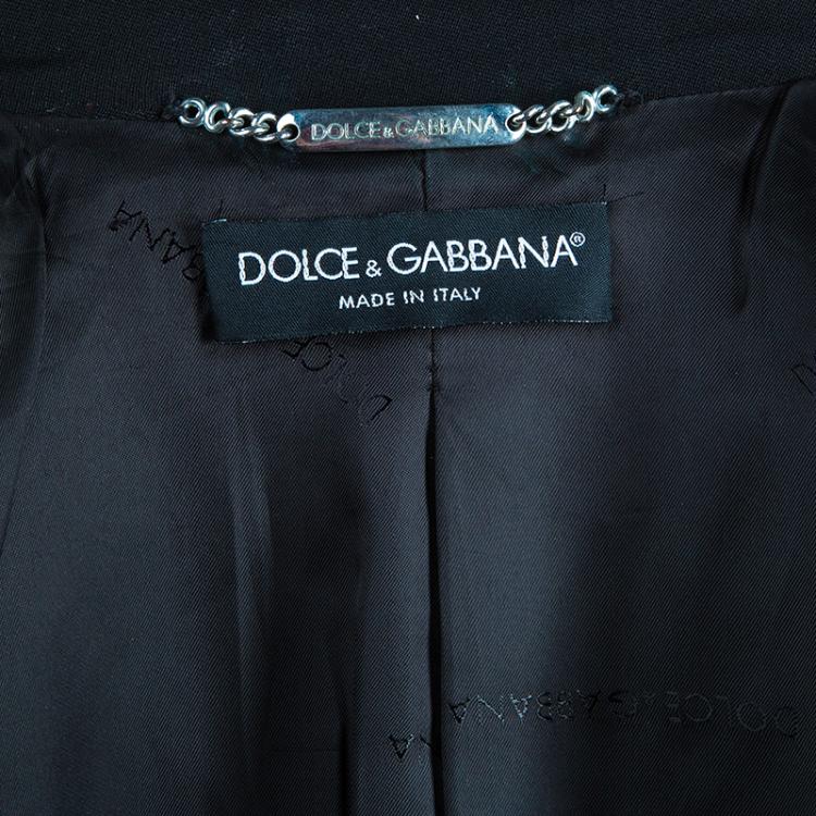 Pre Owned Dolce and Gabbana Black Double Breasted Long Coat M