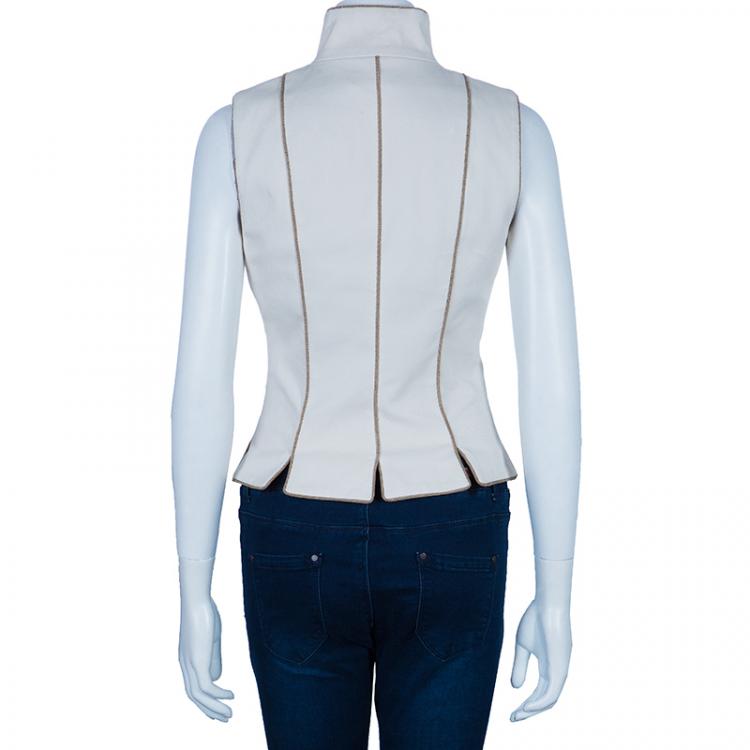 Pre Owned Dolce and Gabbana Cream Sleeveless Jacket S
