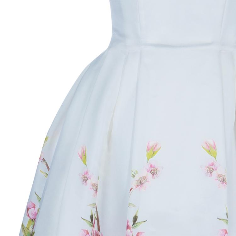 Pre Owned Dolce & Gabbana Rose-print Silk Mikado Dress S