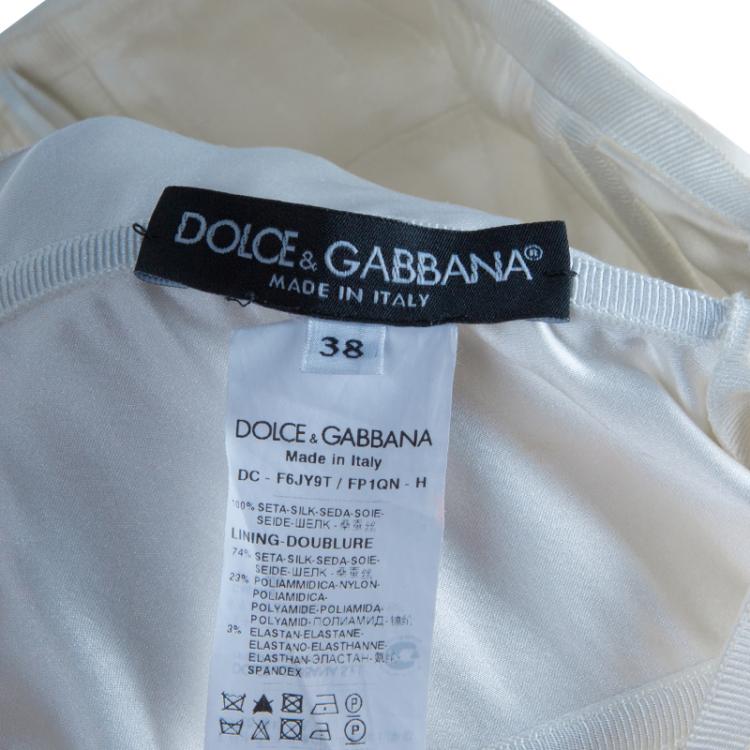 Pre Owned Dolce & Gabbana Rose-print Silk Mikado Dress S