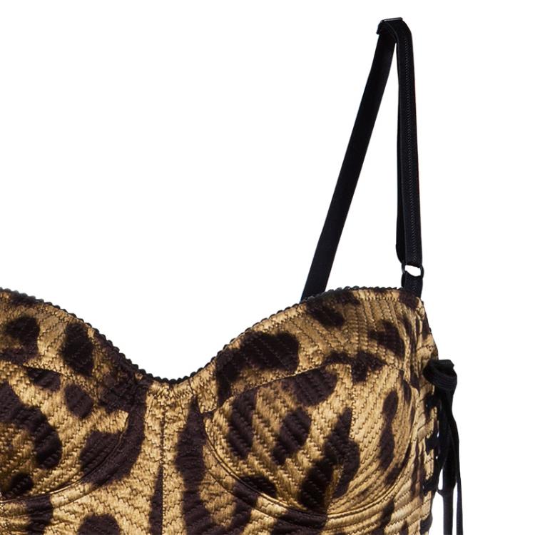 Pre Owned Dolce And Gabbana Leopard Print Corset Dress M