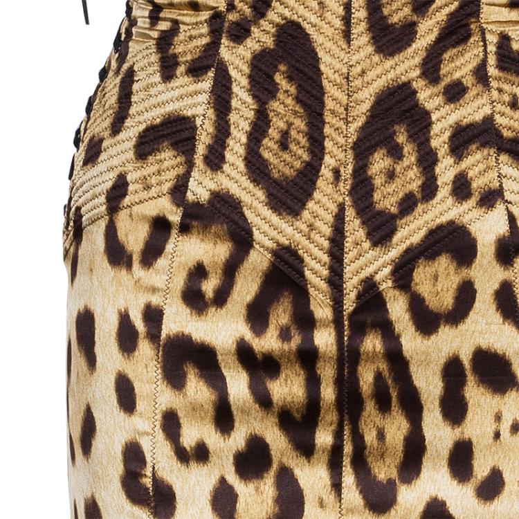 Pre Owned Dolce And Gabbana Leopard Print Corset Dress M