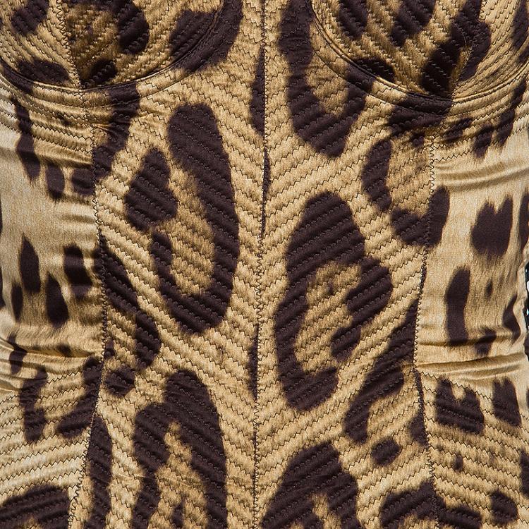 Pre Owned Dolce And Gabbana Leopard Print Corset Dress M