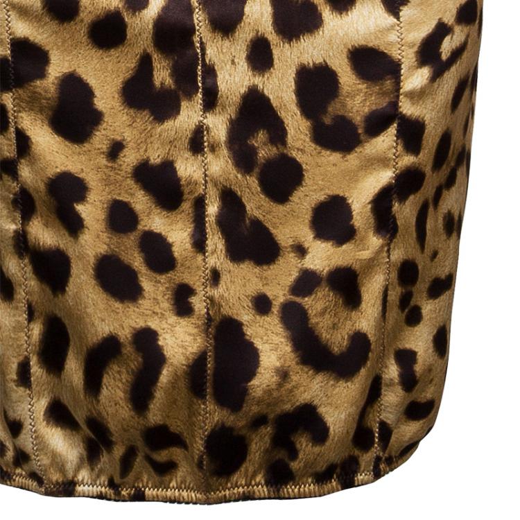 Pre Owned Dolce And Gabbana Leopard Print Corset Dress M