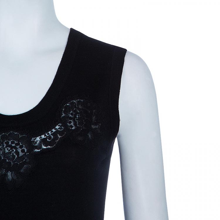 Pre Owned Dolce and Gabbana Black Lace Top and Cardigan Set M