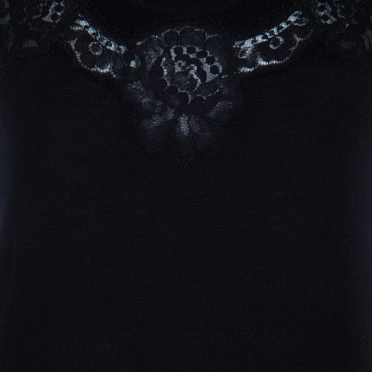Pre Owned Dolce and Gabbana Black Lace Top and Cardigan Set M