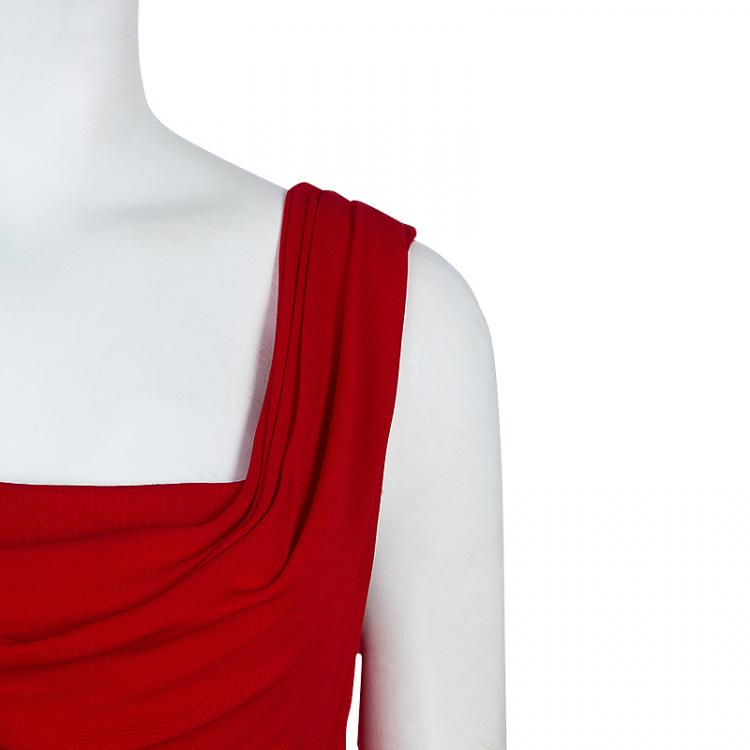 Pre Owned Dolce and Gabbana Red Gathered Dress M