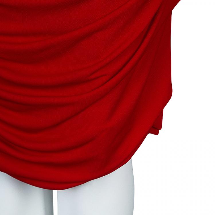 Pre Owned Dolce and Gabbana Red Gathered Dress M