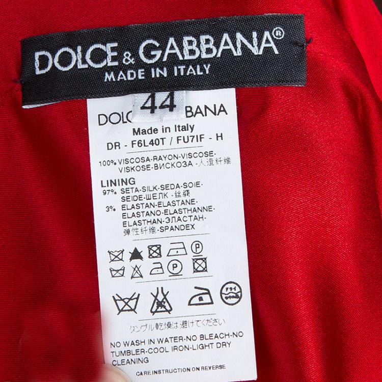 Pre Owned Dolce and Gabbana Red Gathered Dress M