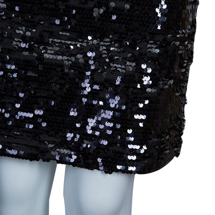 Pre Owned Dolce and Gabbana Black Sequin Skirt M