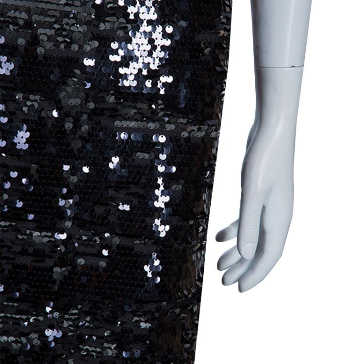 Pre Owned Dolce and Gabbana Black Sequin Skirt M