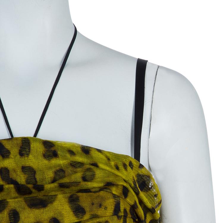 Pre Owned Dolce And Gabbana Strapless Leopard Print Gown M