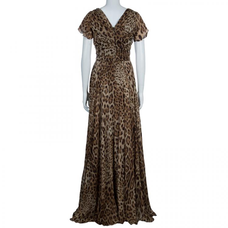 Pre Owned Dolce And Gabbana Leopard Print Gown M