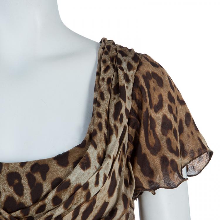 Pre Owned Dolce And Gabbana Leopard Print Gown M
