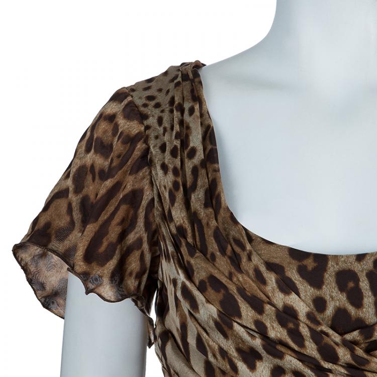 Pre Owned Dolce And Gabbana Leopard Print Gown M