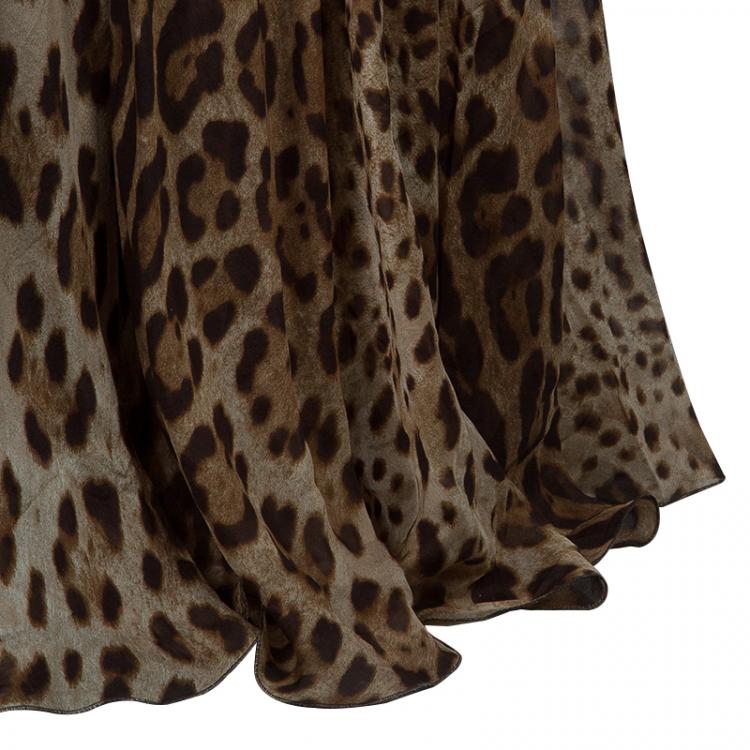 Pre Owned Dolce And Gabbana Leopard Print Gown M