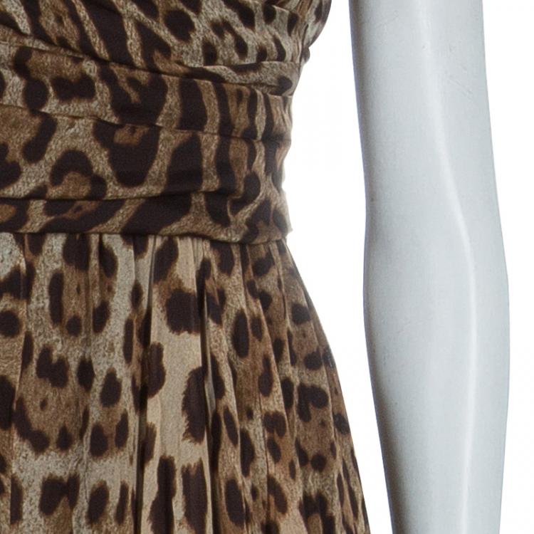 Pre Owned Dolce And Gabbana Leopard Print Gown M