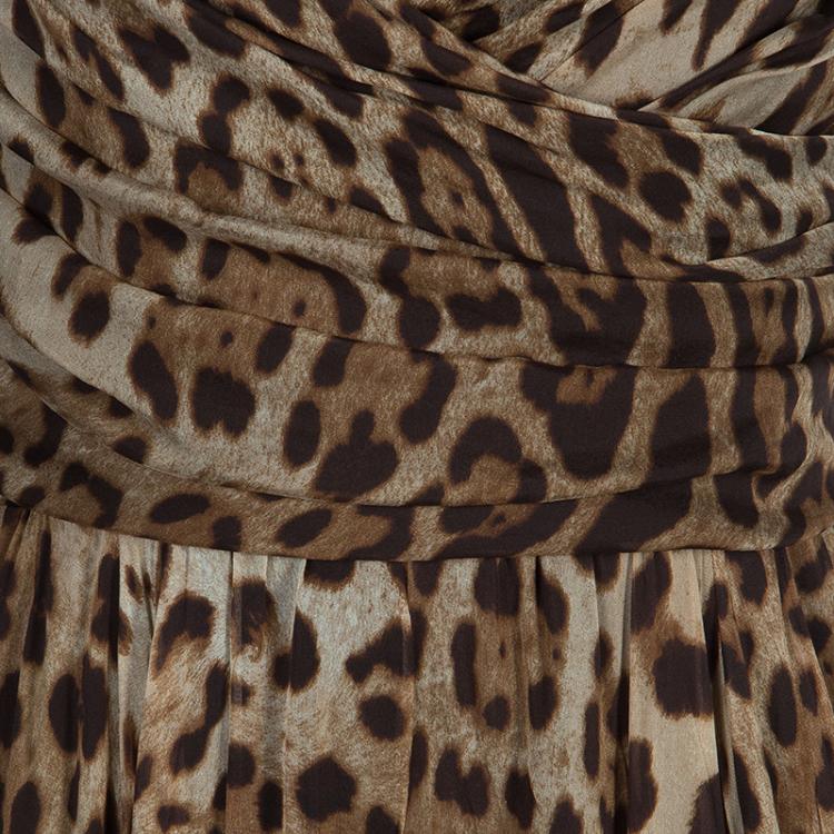 Pre Owned Dolce And Gabbana Leopard Print Gown M