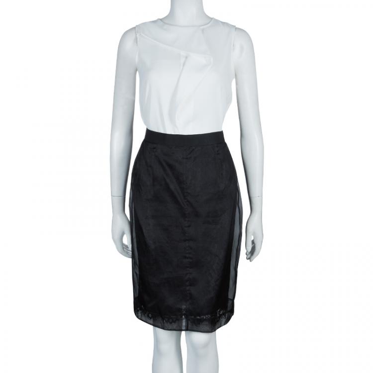 Pre Owned Dolce And Gabbana Black Organza Skirt M